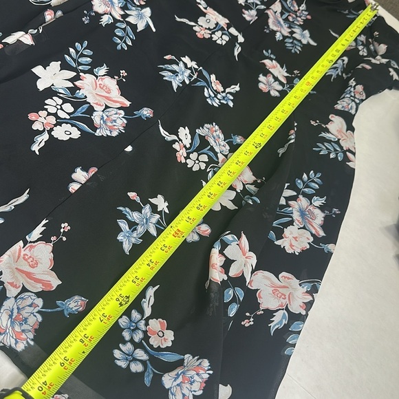 Torrid Black Floral Chiffon V Neck Short Knee Length Dress Plus Size Womens 16 - Picture 13 of 14